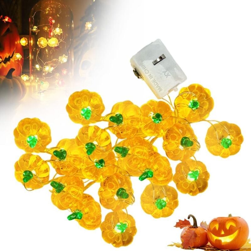 Halloween Deko, Halloween Lichterkette, 20LED Halloween Kürbis Lichterketten Batterie Außen Halloween Deko Outdoor für Gärten Hause Erntedankfest
