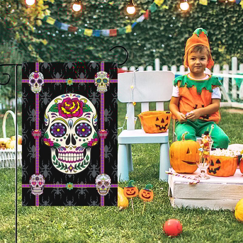 Halloween-Flagge, Halloween-Flagge, gruselige Totenkopf-Halloween-Dekoration für den Garten (30×45 cm)