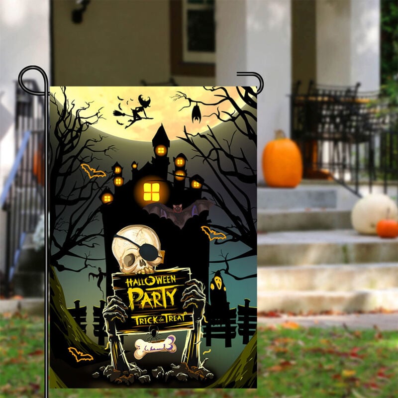 Halloween-Flagge, Halloween-Flagge, gruselige Totenkopf-Halloween-Dekoration, Gartendekoration, 30 × 45 cm
