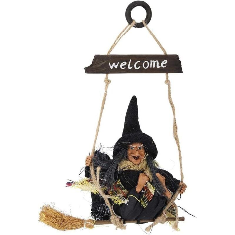 Halloween-Hexen-Fensterdekoration, Halloween-Hexenfigur, Halloween-Baumschmuck (Schwarz)