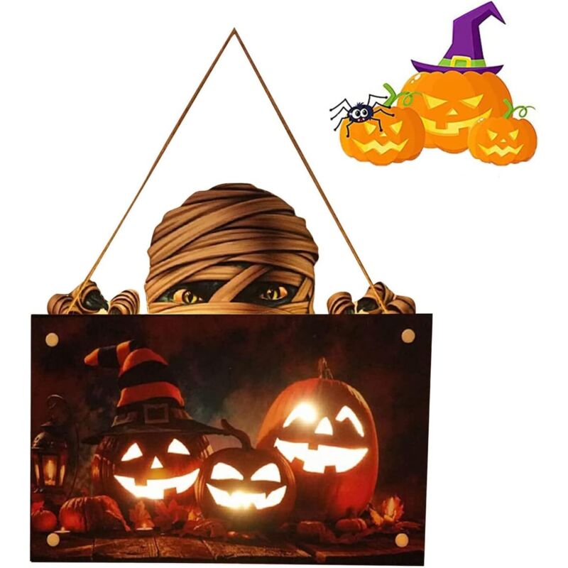 Halloween-Horror-Deko, Halloween-Kürbis-Mumien-Anhänger, Türschild mit Gruselatmosphäre, ideal für Zuhause, Garten und Spukhaus-Dekoration