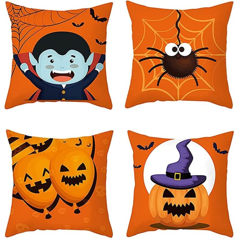 Halloween-Kissen-Set, 4-teilig, Halloween-Sofa-Kissenbezug, Halloween-Deko-Kissenbezug-Set, Halloween-Kissenbezug-Kissen für Sofa, rechteckiger