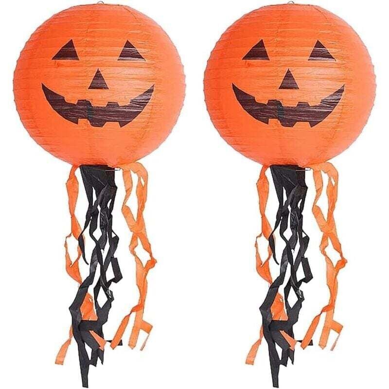 Halloween-Kürbis-Papierlaterne, Halloween-Kürbislaternen aus Papier, hängende Papierlaternen-Set für Halloween-Party-Dekoration, 25 cm