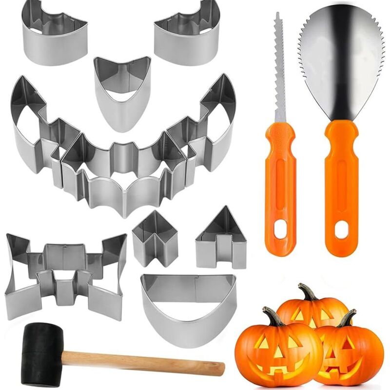 Halloween-Kürbisschnitzset, professionelles Halloween-Kürbisschnitzset, Schnitzwerkzeuge aus Edelstahl für Halloween-Dekoration