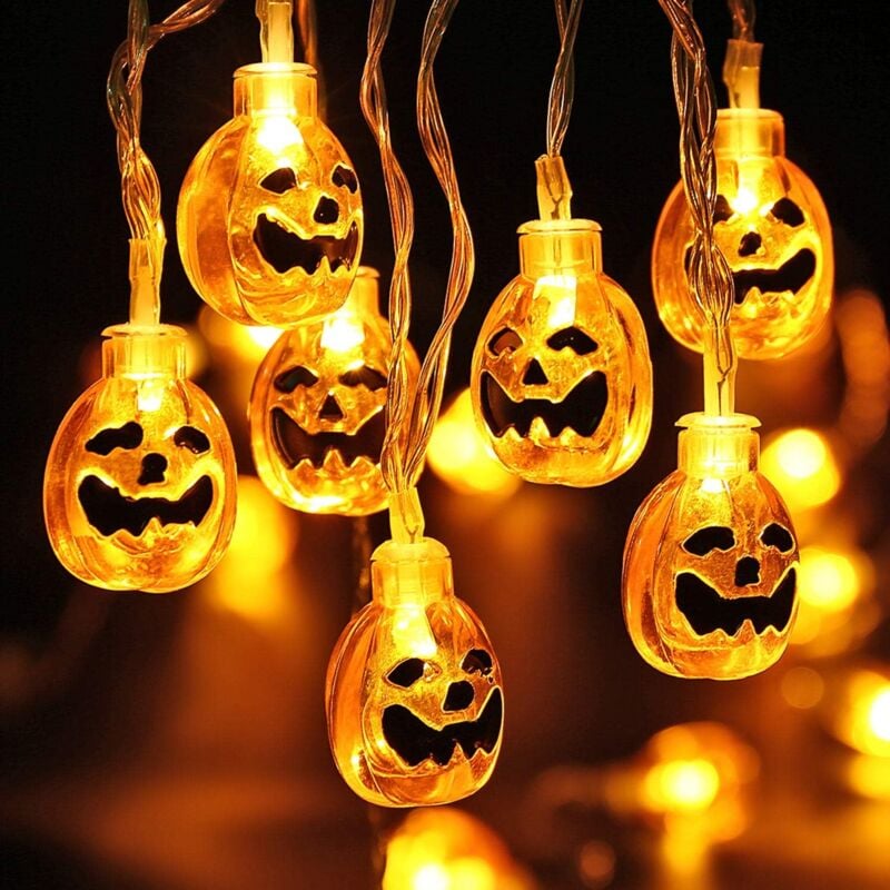 Halloween-Lichterkette, 40 LEDs, orangefarbene Kürbisse, Jack-O-Laterne, 6 m, 3D-Kürbis-Lichterkette aus Kunststoff für Halloween, Weihnachten,
