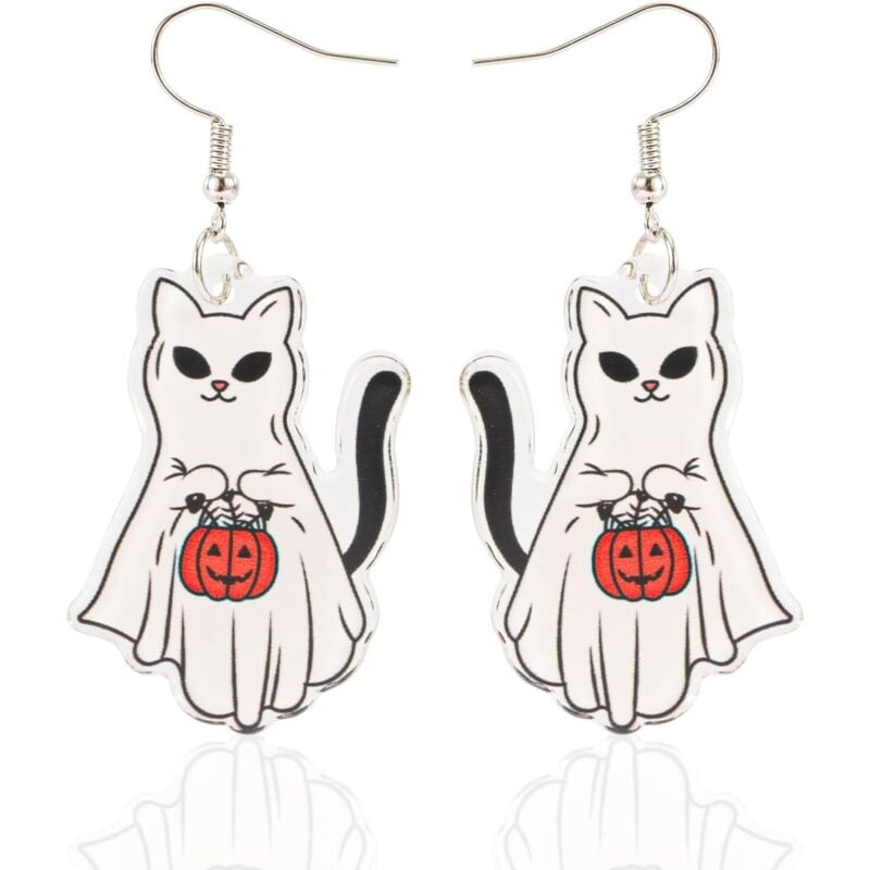 Bluedeer - Halloween Ohrringe, Kürbis Geister Katzen Ohrringe Süß Geister Ohrringe Gruselig Halloween Acryl Ohrringe für Frauen Mädchen Halloween