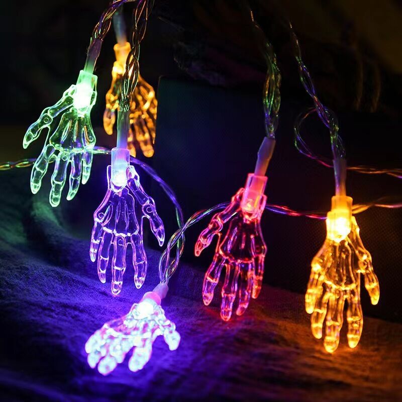 Halloween-Skelett-Handgirlanden, Halloween-Dekoration, Lichterkette, Lichterkette, Stimmungslicht, Heimdeko, Fensterdekoration, Vorhanglicht