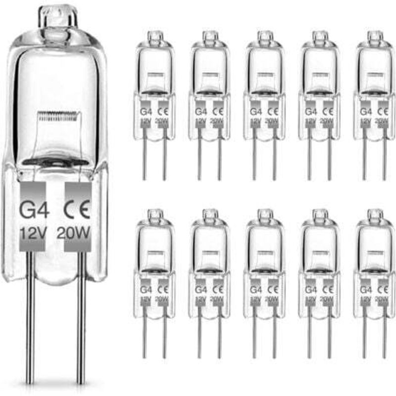 XVX - Ampoules Halogènes G4, 20W Ampoule G4, Lampe de Base à Broche Halogène 12V, Blanc Chaud 2700K,, 300LM, Lampe Halogène Basse Tension G4, Lampe à