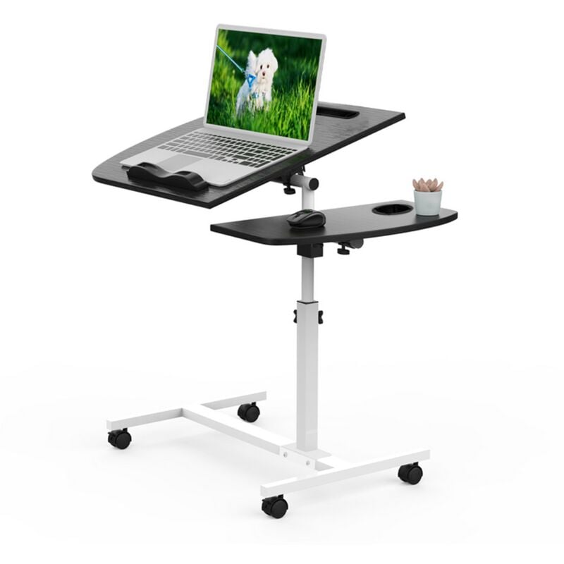 Haloyo - Bewegbarer Schreibtisch, Computer-Schreibtisch mit Rollen, Computer-Arbeitstisch, Schreibtisch für Heim und Studium, Maße: 60x40x61-95cm,