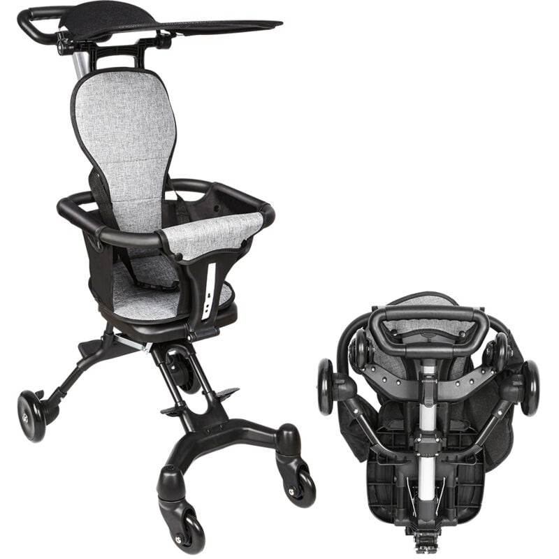 Haloyo - Kinderwagen, Klappbarer Kinderwagen, Kinderwagen mit Stauraum, 30x55x86,5 cm, Schwarz