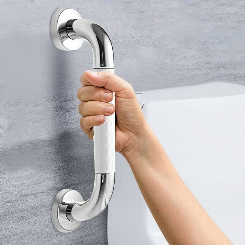 Haltegriff für die Dusche (50 cm, weiß), rutschfester Haltegriff, wandmontierter Haltegriff aus Edelstahl, Sicherheitsbadewannengriff für Dusche oder