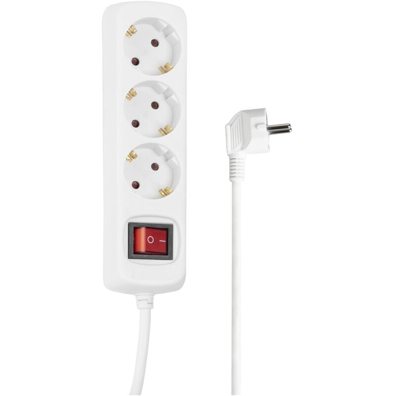 Hama 00030535 Steckdosenleiste mit Schalter 3fach Weiß Schutzkontakt 1 St.
