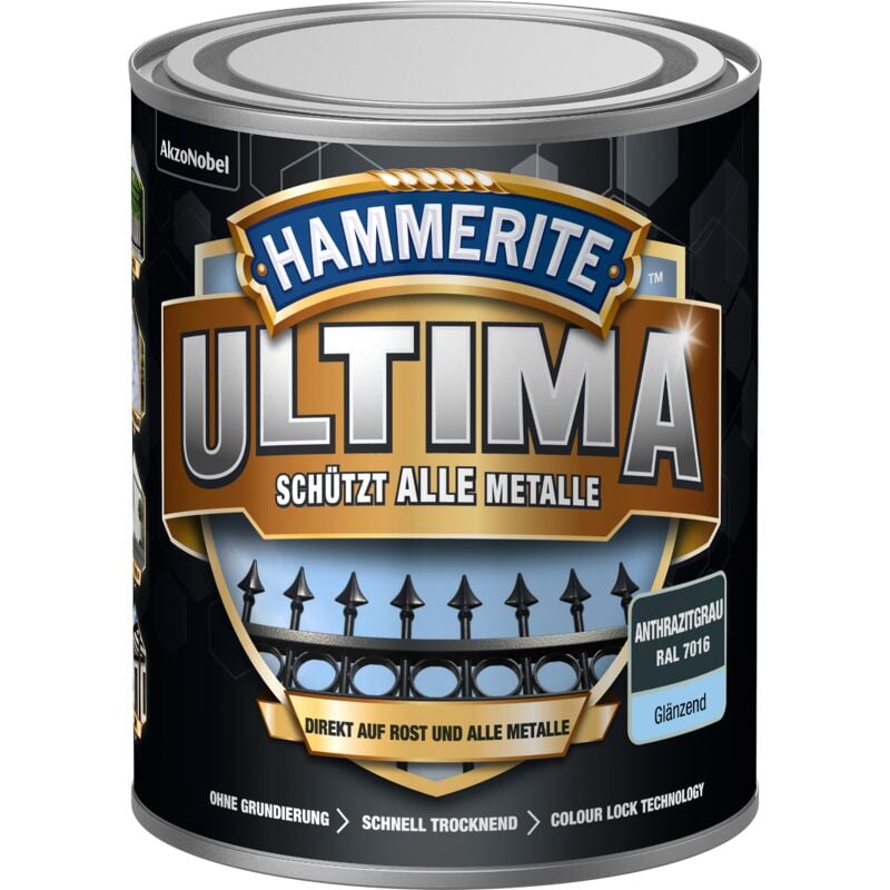 Hammerite - Metallschutzlack Ultima glaenzend, Anthrazitgrau, ral 7016, 750 ml