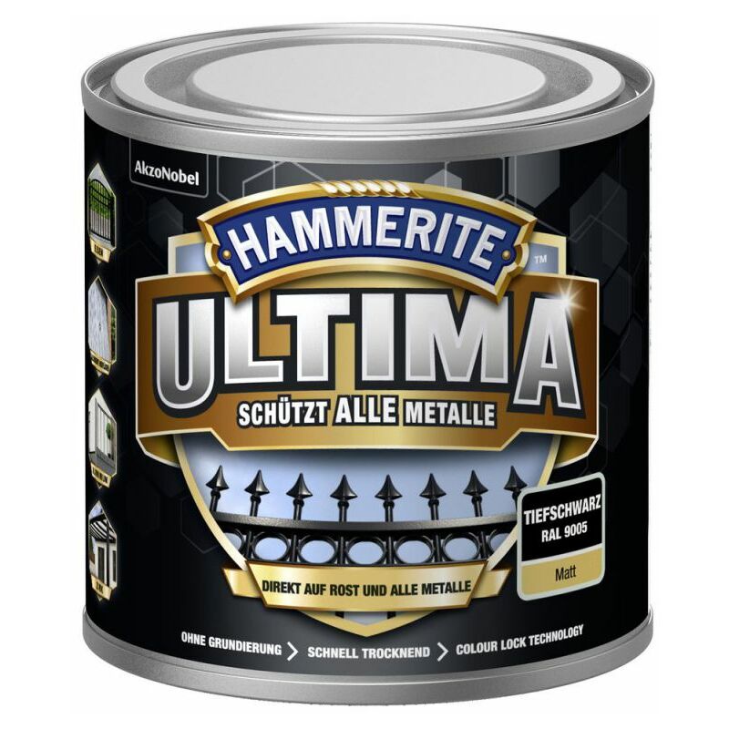 Metallschutz-Lack ultima Tiefschwarz Matt 250ml - 5379743 - Hammerite