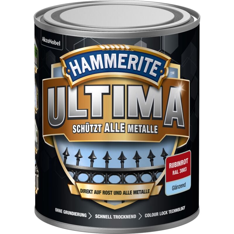 Hammerite - Metallschutzlack Ultima glaenzend, Rubinrot, ral 3003, 750 ml