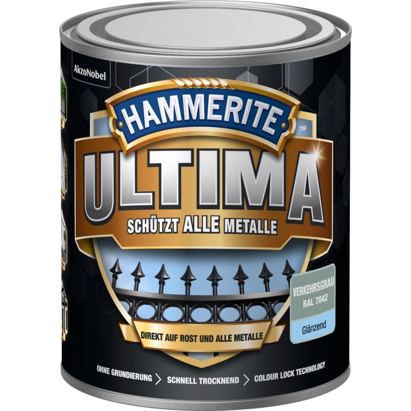 Hammerite - Metallschutzlack Ultima glaenzend, Verkehrsgrau, ral 7042, 750 ml