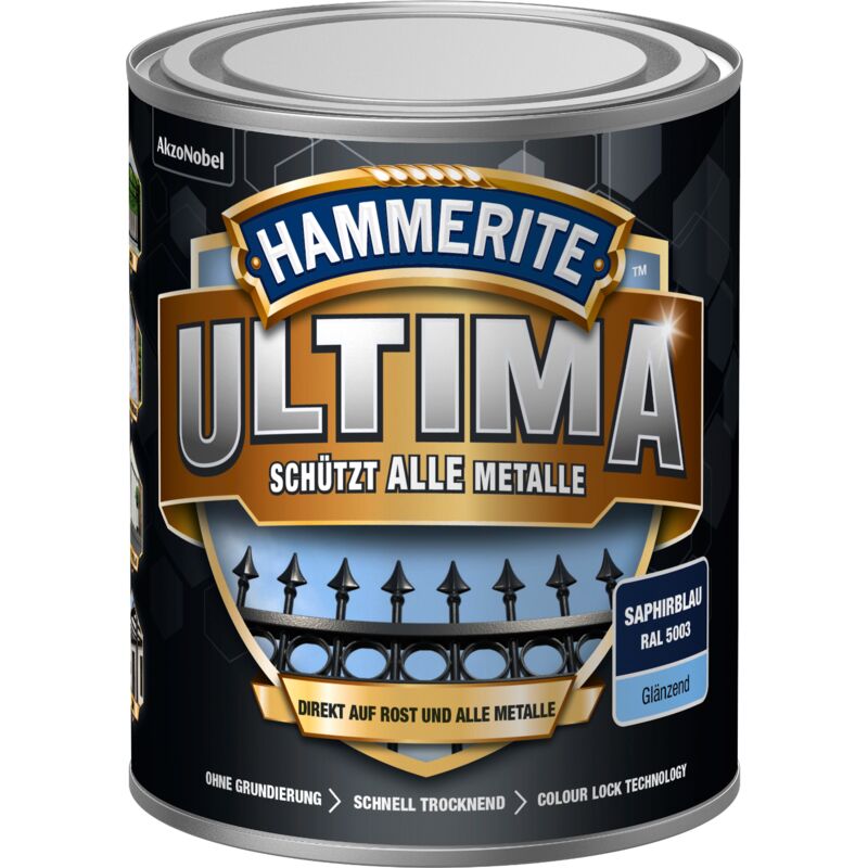 Hammerite Metallschutzlack Ultima glaenzend, Saphirblau, RAL 5003, 750 ml