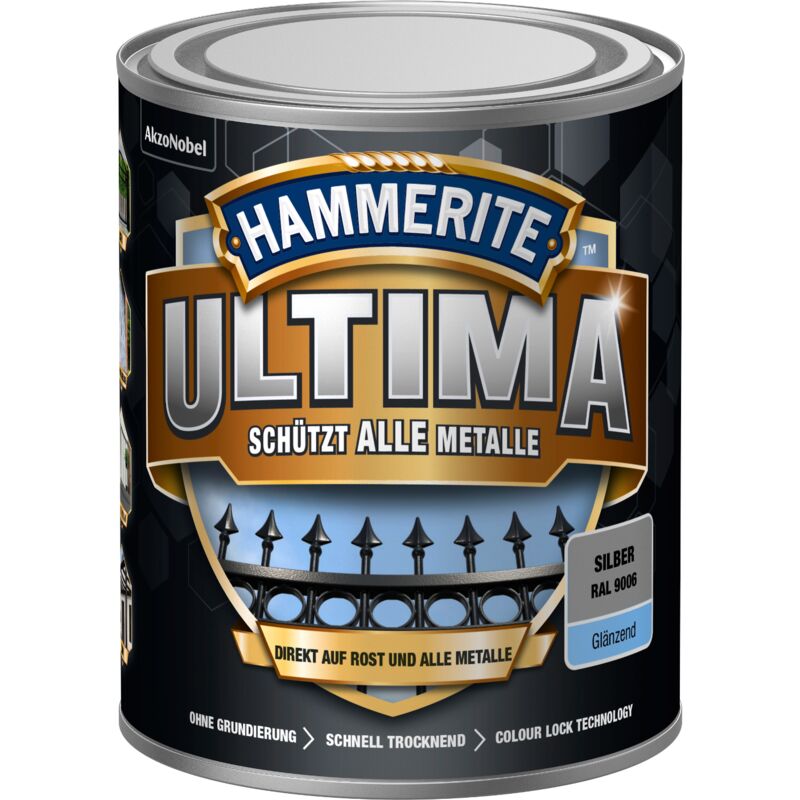 Akzonobel - Hammerite Metallschutzlack Ultima glaenzend, Silber, ral 9006, 750 ml
