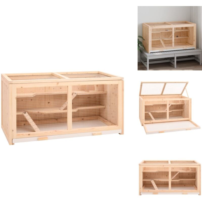 Hamsterkäfig 104x52x54 cm Massivholz Tanne - Hamsterkäfig - Holzkäfig - Kleintiergehege - Kaninchenstall - Mauskäfig