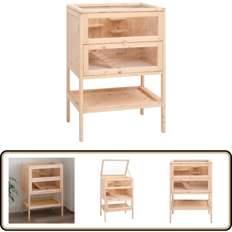 Hamsterkäfig 55x40x80 cm Massivholz Tanne - Hamsterkäfig - Kleintiere - Kaninchenstall - Mauskäfig - Vogelkäfig