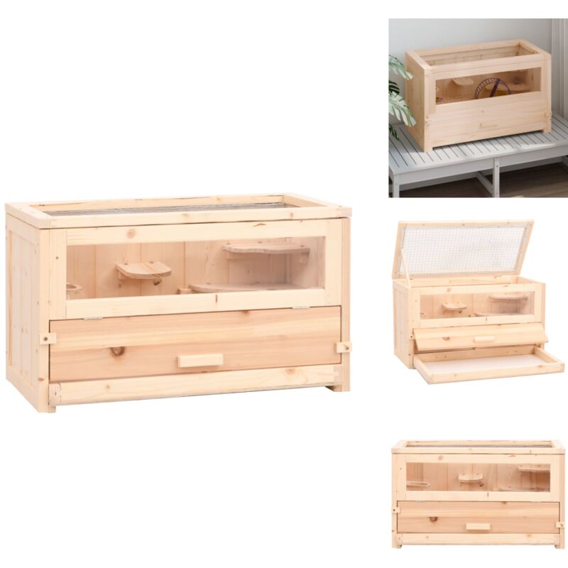 Hamsterkäfig 60x30x35 cm Massivholz Tanne - Hamsterkäfig - Holzkäfig - Kleintierkäfig - Kaninchengehege - Mauskäfig