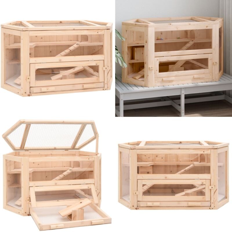 Hamsterkäfig 80x40x43 cm Massivholz Tanne - Hamsterkäfig - Holzkäfig - Kleintiergehege - Kaninchenstall - Mauskäfig - Home & Living