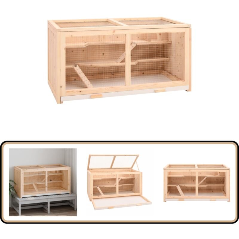 Hamsterkäfig 89,5x45x45 cm Massivholz Tanne - Hamsterkäfig - Holzkäfig - Kleintiergehege - Kaninchenstall - Mauskäfig