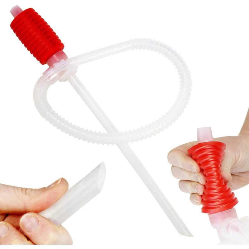Hand-Siphonpumpe für Benzin, Kraftstoff oder Wasser zum Pumpen und Umfüllen von Flüssigkeiten – großer Siphon für Rasenmäher, 2 Stück