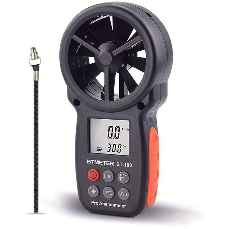 Handanemometer, digitales CFM-Messgerät, Luftstromgeschwindigkeitsmesser für HVAC-Drohnen, Windchill-Index, Windtemperatur.