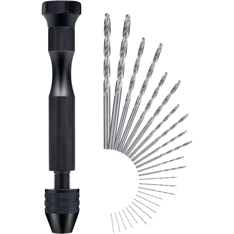 Handbohrmaschine – Mini-Aluminium-Handbohrmaschine 25 und Spiralbohrer für Walnuss, Bernstein, Olive, Nuss