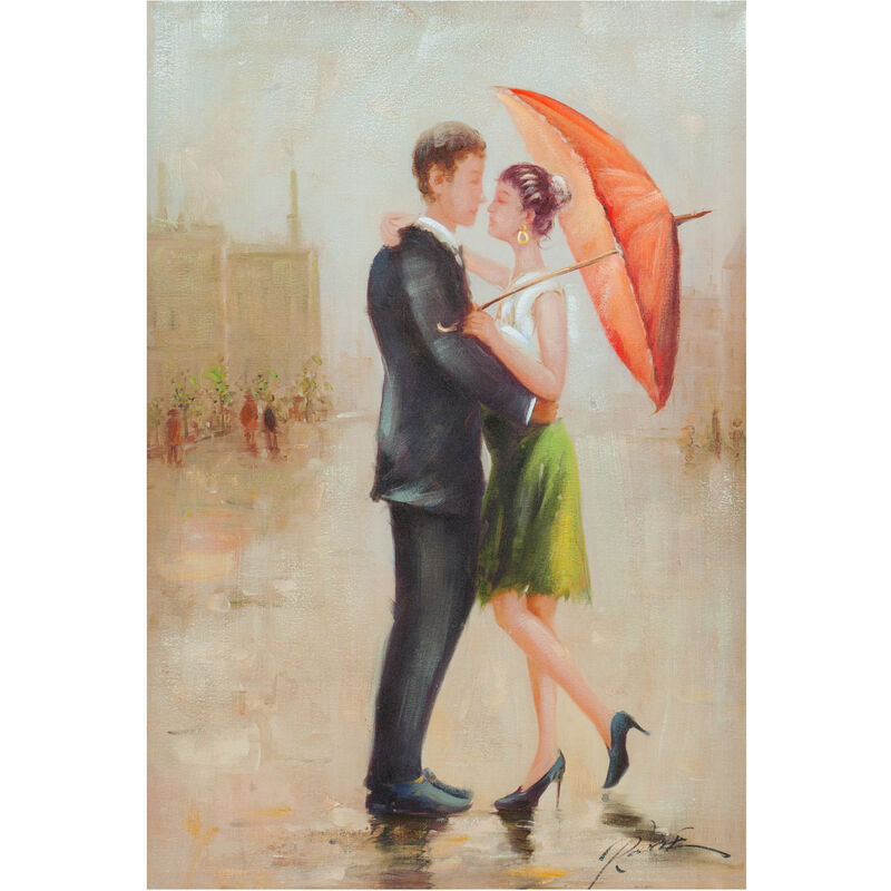 Handgemaltes Ölgemälde auf Leinwand UNTER DEM REGEN