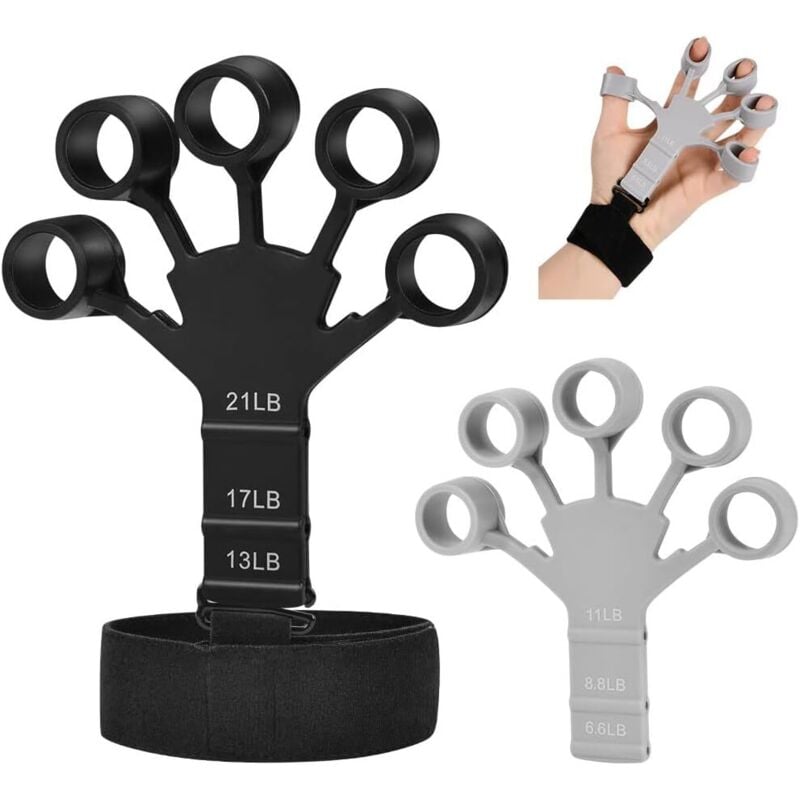 Handgriff-Verstärker, Handstärker-Set, Fingertrainer, rutschfester Greifer, Griffstärker-Paket, verstellbarer Silikon-Fingertrainer, 2 Stück