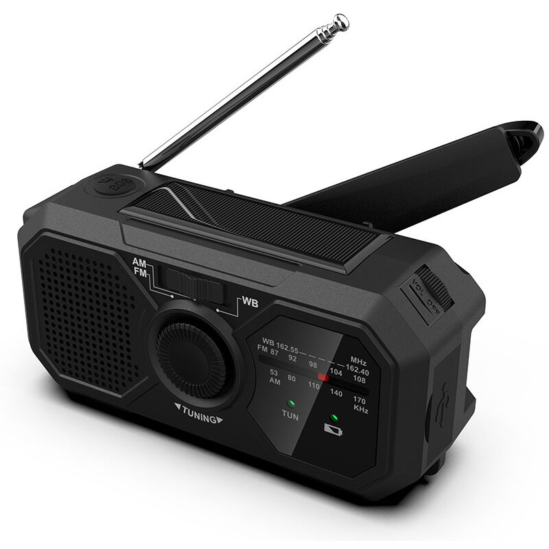 Handkurbel-Solarradio Survival am/fm Dynamoradio usb-c 1200 mAh wiederaufladbar mit LED-Taschenlampe SOS-Alarm