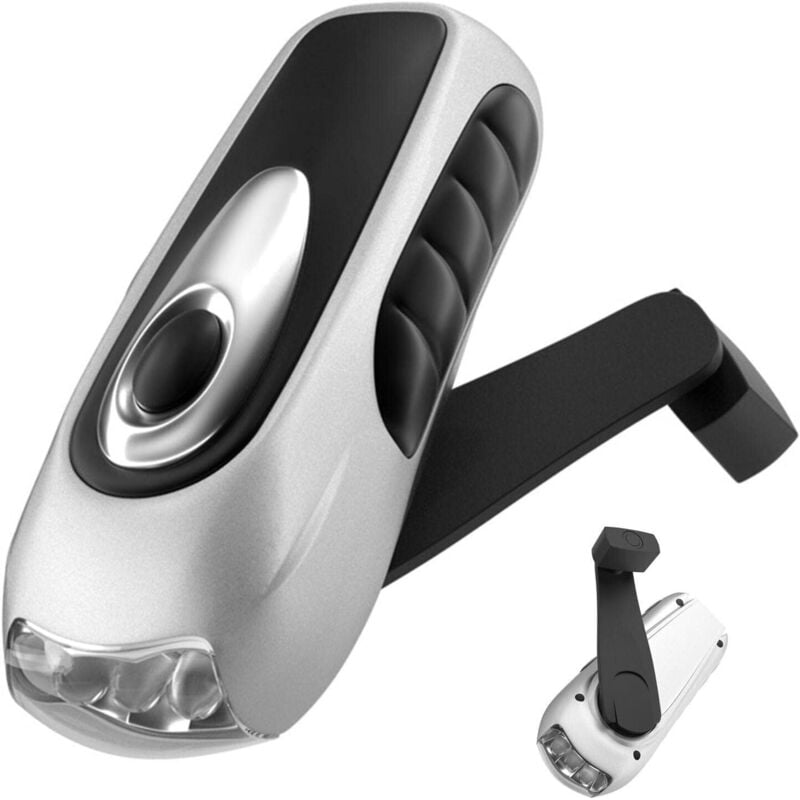 Handkurbel-Taschenlampe, selbstaufladende Camping-Taschenlampe, wasserdichte tragbare Taschenlampe mit 3 LED-Leuchten für Outdoor-Rucksack-Camping, 1