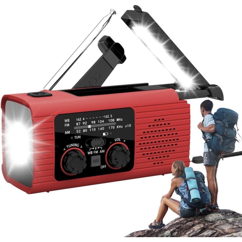 Handkurbelradio, solarbetriebenes Handkurbelradio – tragbares AM/FM/NOAA-Radio – Survival-Radio-Taschenlampe, 3-Wege-Lade-SOS-Alarmradio für