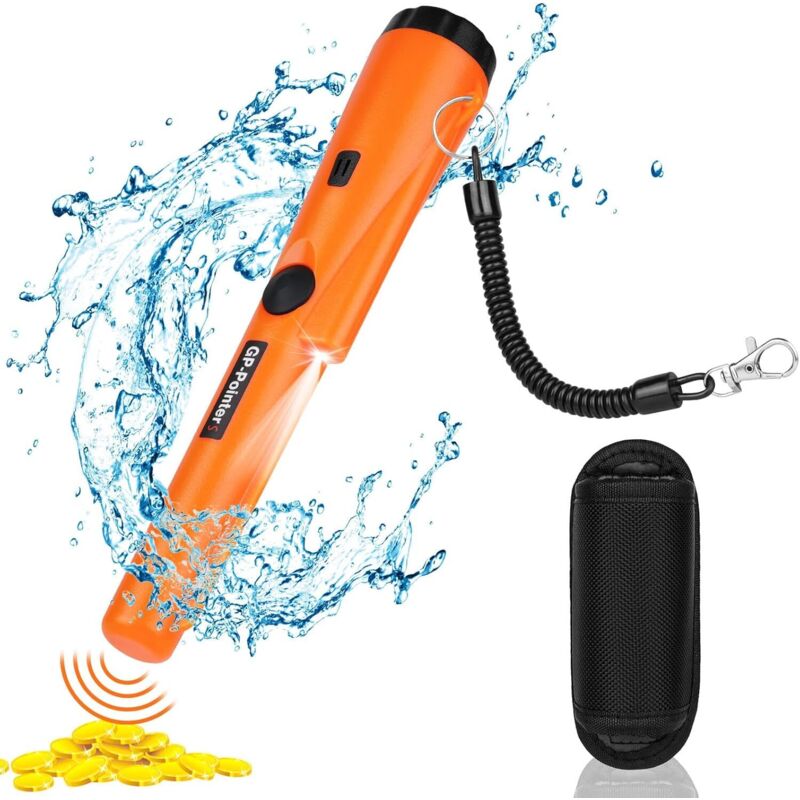 Handmetalldetektor, 360°-Scan-Pinpointer, hochempfindlicher wasserdichter Metalldetektor mit integrierter LED-Anzeige, geeignet zum Auffinden von