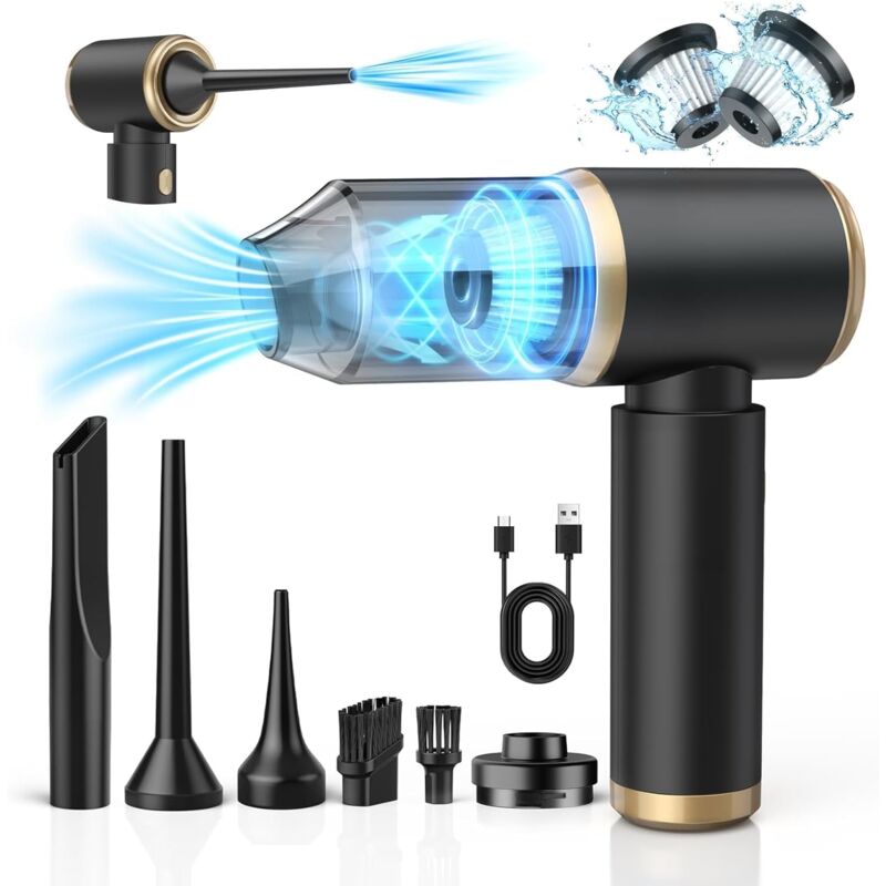 Handstaubsauger, 5000Pa Handstaubsauger Akku Kabellos, 4 In 1 Leistungsstarker Auto Staubsauger Stark mit Waschbar HEPA-Filter Beutellos per Auto,