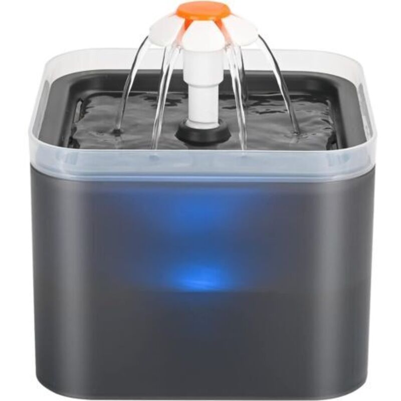 Katzentrinkbrunnen, Ultraleiser Katzenwasserspender, Katzenwasserspender mit LED-Licht, 2L Katzenbrunnen, mit Aktivkohlefilter und Wasserpumpe (Grau)