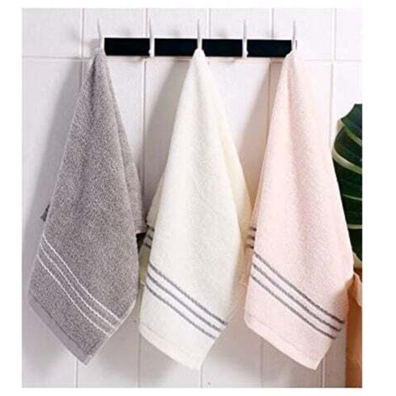 Handtuch-Sets 3 Handtücher Badetücher 34x74 cm Baumwollhandtücher Rosa, Weiß und Grau Tücher Saugfähige Handtücher für Küche Bad