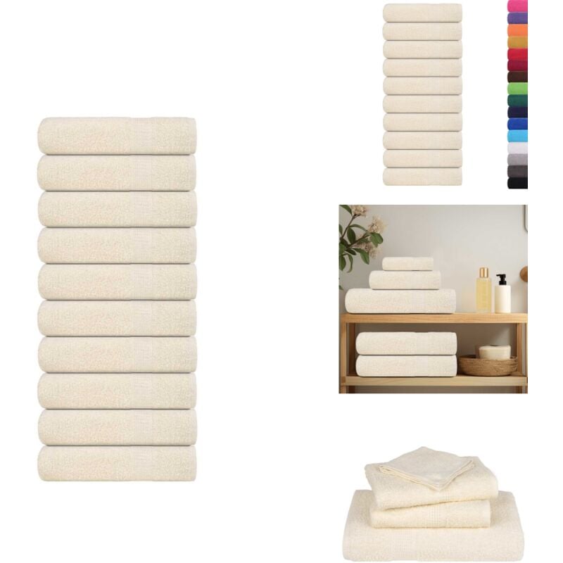Handtücher 10 Stk. Creme 50x100 cm 360 g/m² 100% Baumwolle - Handtuch - Handtücher - Badetuch - Gesichtstuch