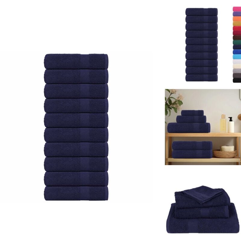 Handtücher 10 Stk. Marineblau 50x100 cm 360 g/m² 100% Baumwolle - Handtuch - Handtücher - Badetuch - Gesichtstuch