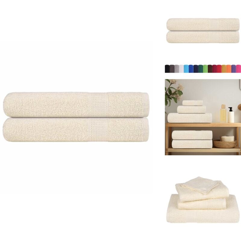 Handtücher 2 Stk. Creme 100x200 cm 360 g/m² 100% Baumwolle - Handtuch - Handtücher - Strandtuch - Badetuch