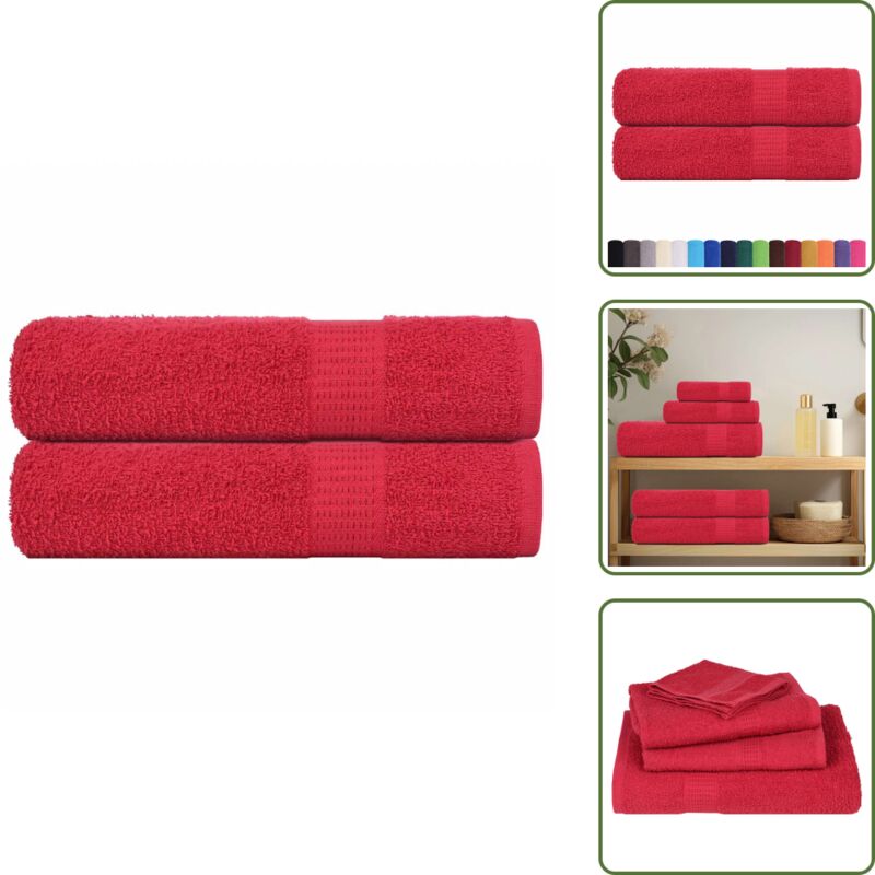 Handtücher 2 Stk. Rot 50x100 cm 360 g/m² 100% Baumwolle - Handtuch - Handtücher - Badetuch - Gesichtstuch