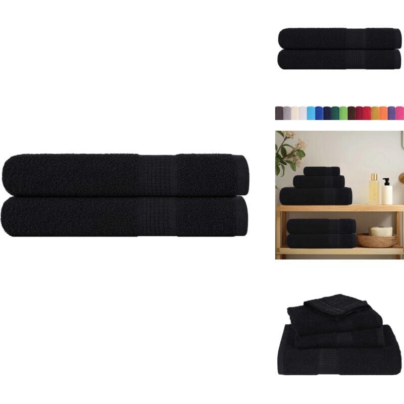 Handtücher 2 Stk. Schwarz 100x200 cm 360 g/m² 100% Baumwolle - Handtuch - Handtücher - Strandtuch - Badetuch