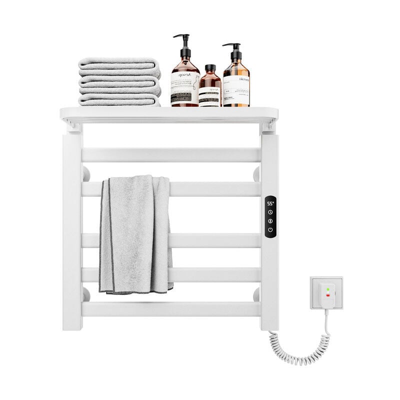 Handtuchheizkörper elektrisch,Badheizkörper elektrisch 50x50cm,Intelligenter thermostatischer Handtuchhalter,Schwarzer Wandmontierter Elektrischer