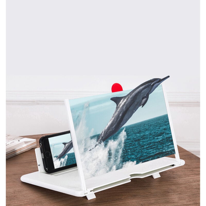 Homemiyn - Handy Bildschirmlupe 12 Zoll Handy Bildschirmvergrößerung Faltbarer Telefon Bildschirmlupe für alle Smartphone, Geschenke, Weiß