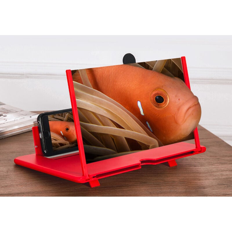 Homemiyn - Handy Bildschirmlupe 10 Zoll Handy Bildschirmvergrößerung Faltbarer Telefon Bildschirmlupe für alle Smartphone, Geschenke, Rot