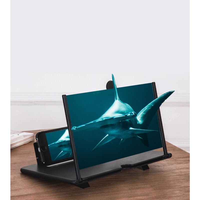 Homemiyn - Handy Bildschirmlupe 12 Zoll Handy Bildschirmvergrößerung Faltbarer Telefon Bildschirmlupe für alle Smartphone, Geschenke, Schwarz