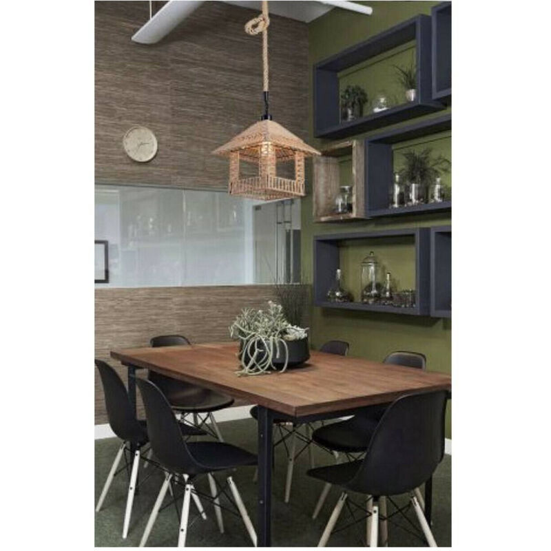 Trade Shop - Kronleuchter aus Hanfseil, Vintage-Stil, Retro-Landhauslampe, E27-Anschluss, A56 -