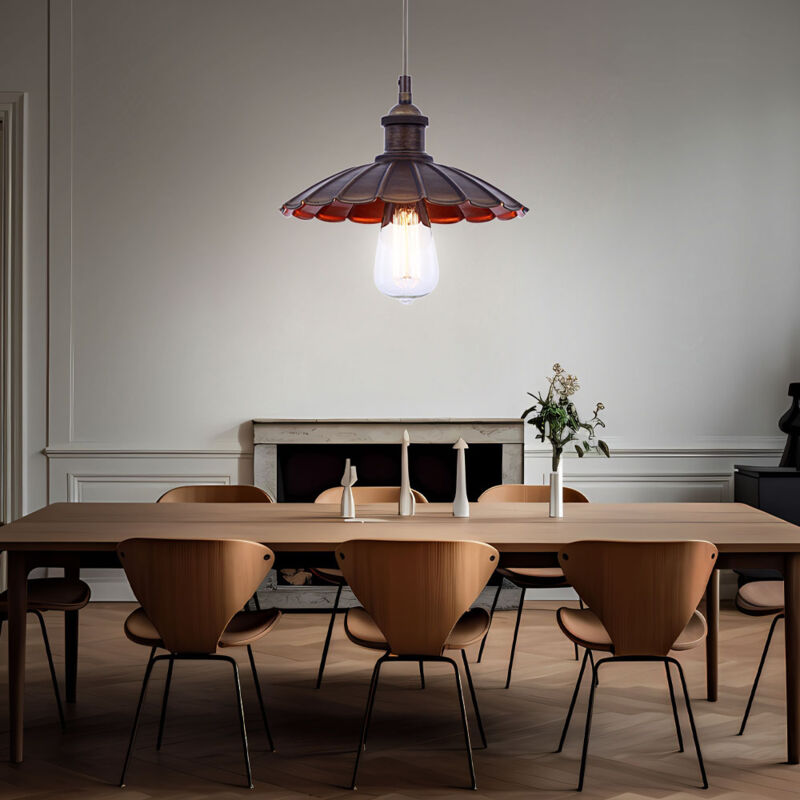 Globo Lighting - Hängeleuchte Glas gewellt Esstischlampe Pendelleuchte Retro braun Hängelampe Glas braun, 1x E27 Fassung, DxH 25x130 cm